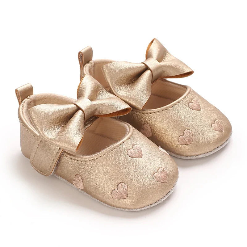 0-1Year Baby Shoes Infant Pre-Walker Shoes Girls Princess Bow Shoes Cute Breathable Flower Soft Sole Casual Sports Footwear