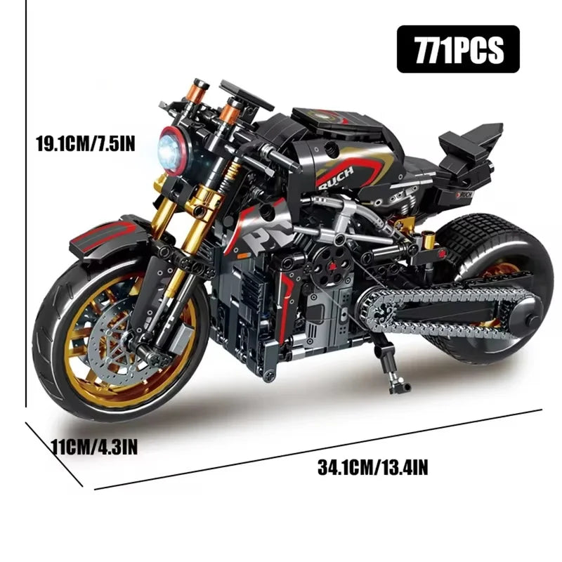 High-tech Classic 800+Pcs Motorbike Building Model Blocks City Road Racer Bricks Moto Christmas Gifts Toys for Kid Boys Adult