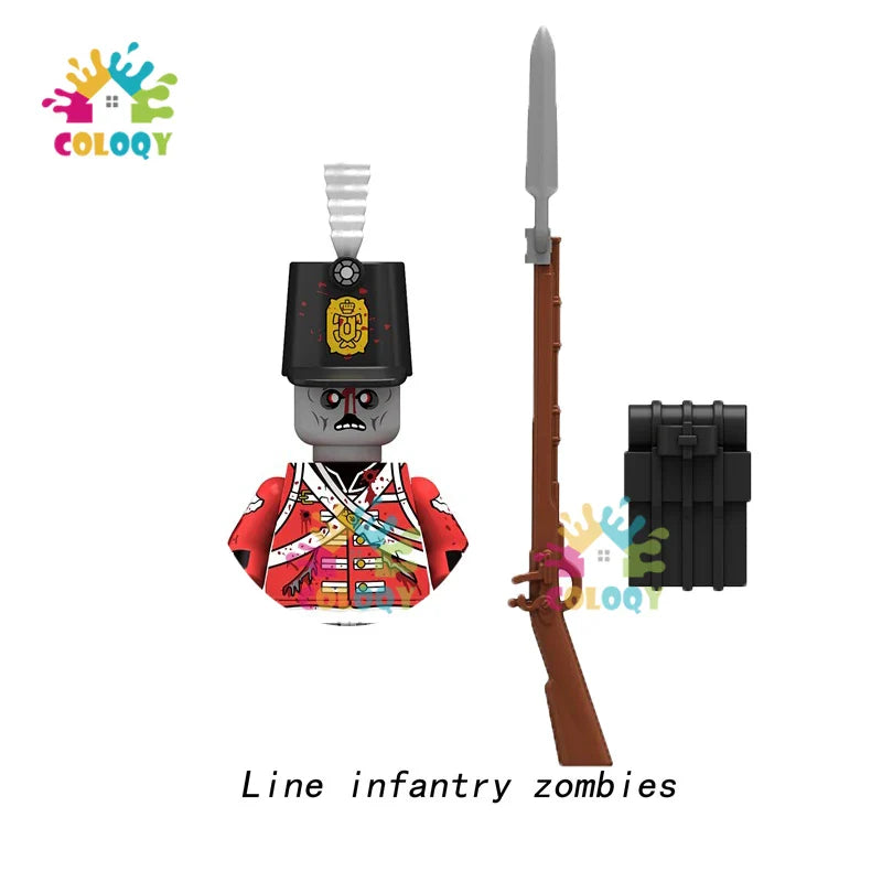 Kids Toys Zombies Building Blocks Line Infantry Soldiers Mini Action Figures Toys For Halloween Gifts For Boys