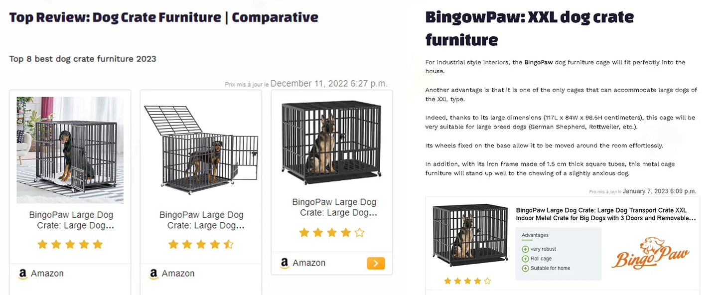 XXL Large Heavy Duty Dog Crate Strong Pet Cage Tear Resistant Square Tube Metal Kennel Playpen with Lockable Wheels and Tray