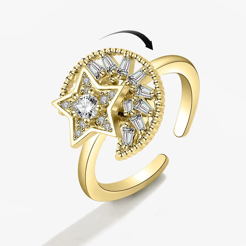 Vintage Dandelion Anxiety Ring Fidget Spinner Rings for Women Stackable Finger Ring Anti Stress Engagement Jewelry Rotate Gifts