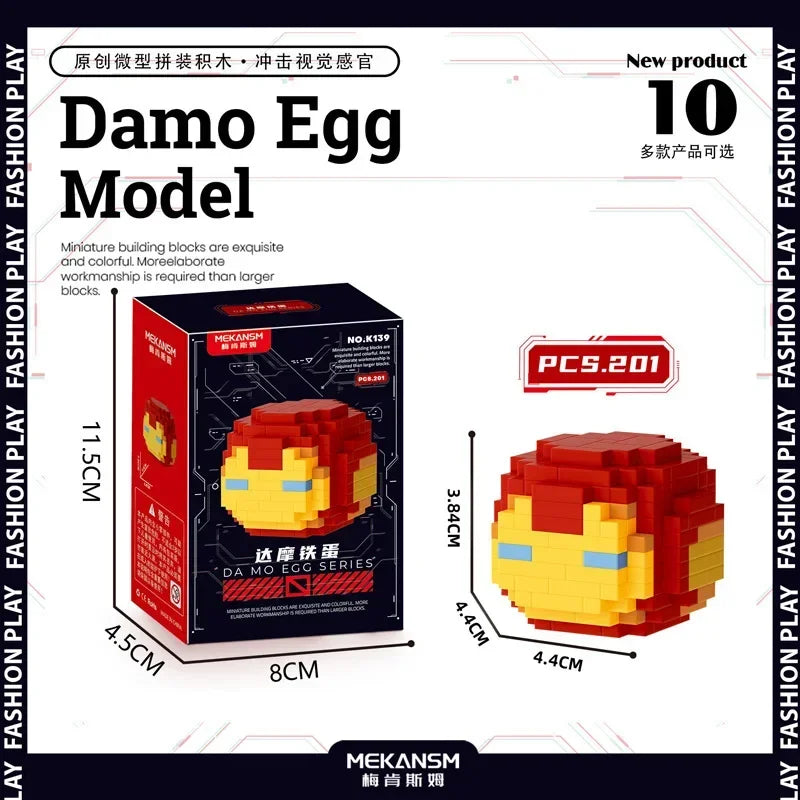 Spider-man Venom Damo Egg Building Block cartoon Q version of tiny particles puzzle assembled children's toys wholesale Iron Man