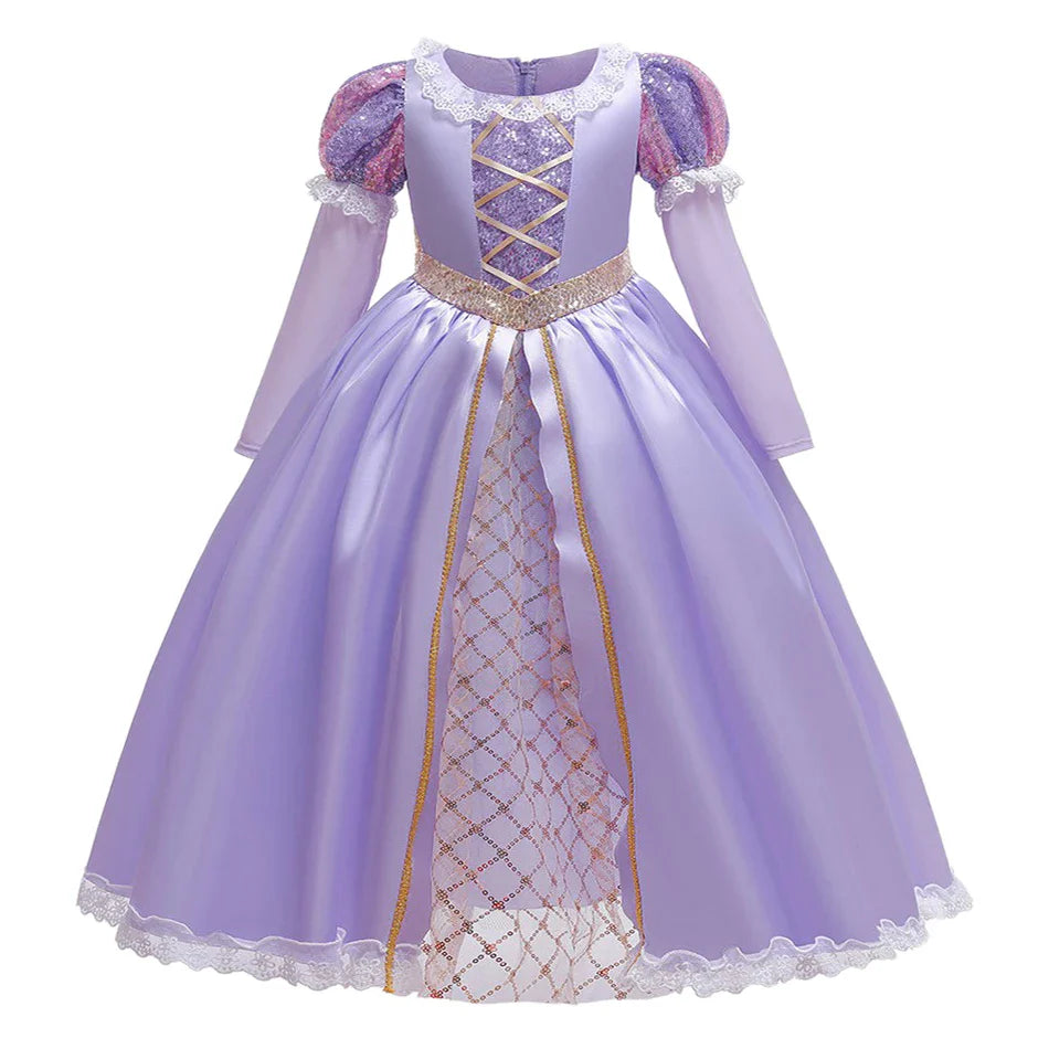 Kids Princess Dress Little Girls Rapunzel Elsa Bell Clothes Children Christmas Halloween Dress Up Carnival Kids Cosplay Dresses