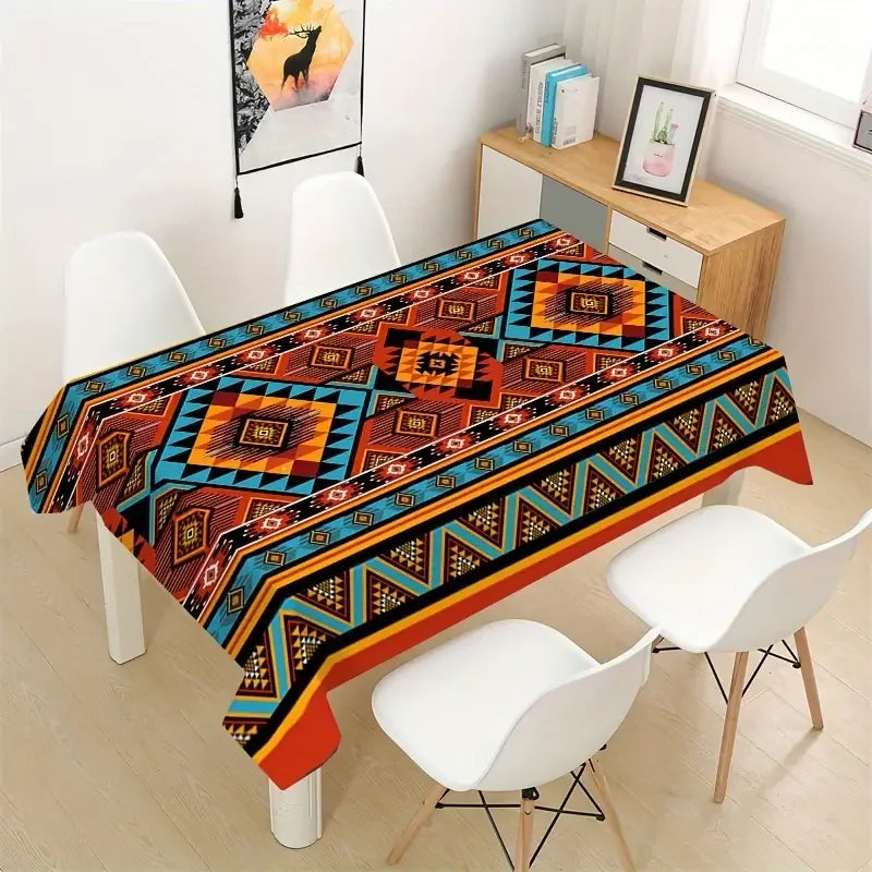 Southwest Ethnic Geometric Rectangle Tableclothholiday Party Decor Boho Aztec Pattern Polyester Table Cloths Kitchen Table Decor