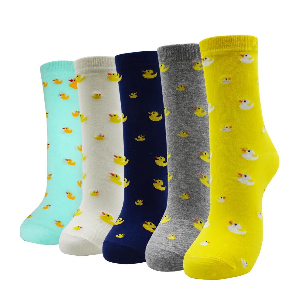 5 Pairs Fashion Colorful Kawaii Cute Cartoon Cotton Women Socks Harajuku Korean Halloween Cat Dog Owl Duck Fox Girl Socks