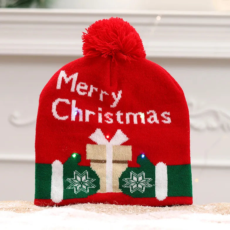 LED Christmas Hat Creative Flashing Led Light Knitted Hat Snowman Winter Warm Color Knitted Cap Christmas Gift