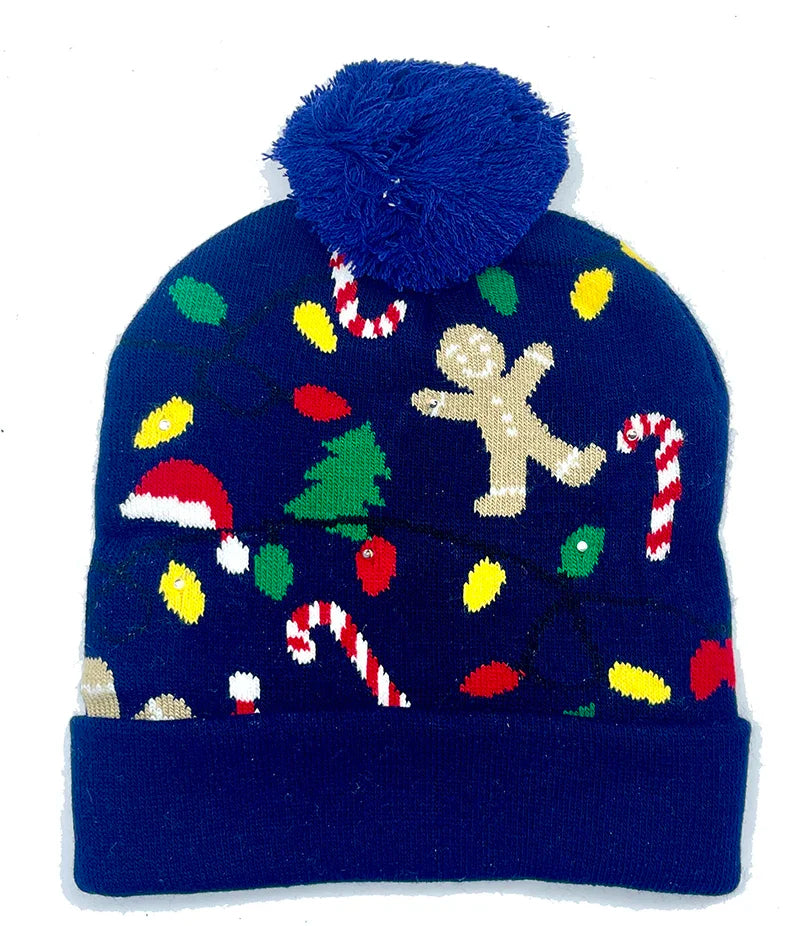 LED Christmas Hat Creative Flashing Led Light Knitted Hat Snowman Winter Warm Color Knitted Cap Christmas Gift