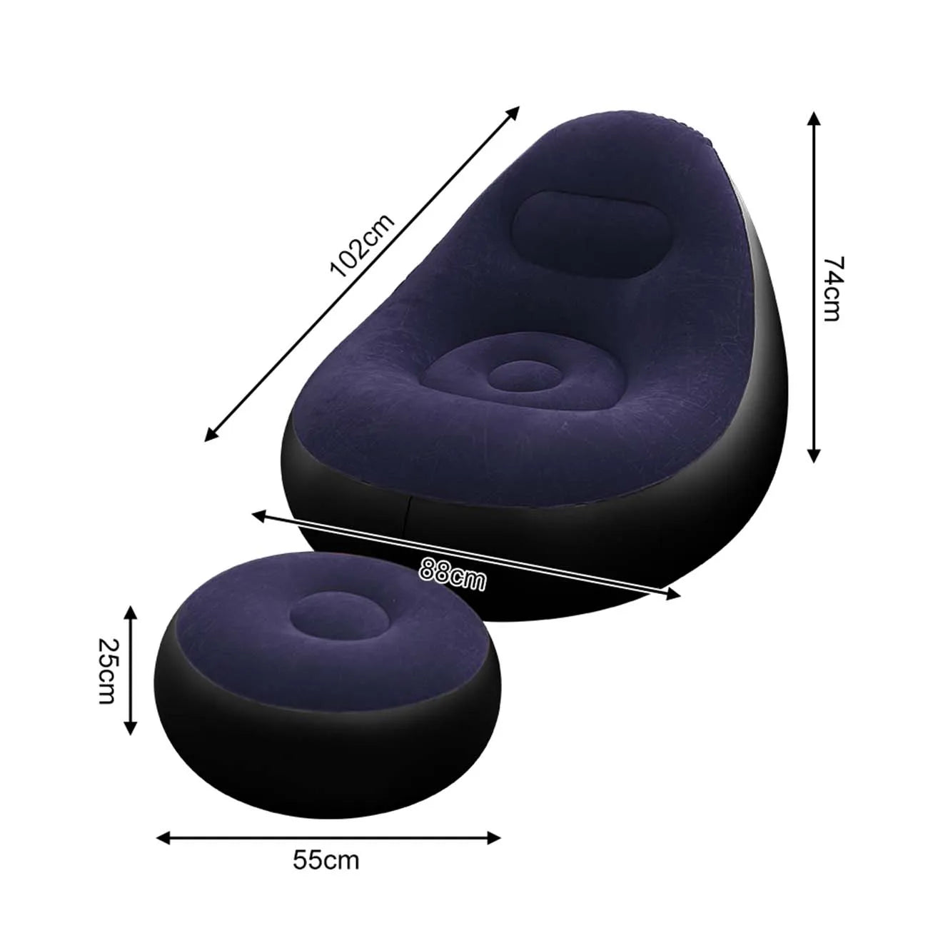 1PC nflatable Air Sofa Chair with Footrest, Portable Lounge Chair Set Soft Flocked Surface for Bedroom Dorm Living Room