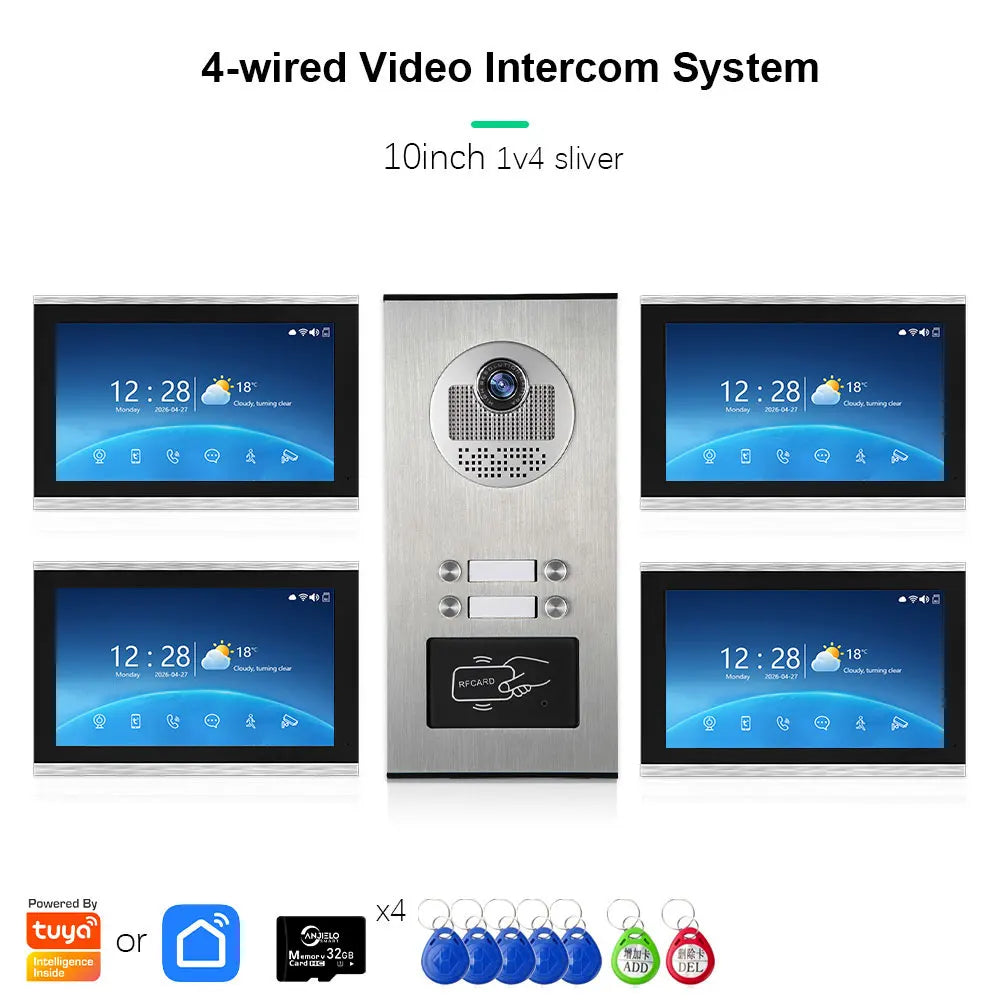 ANJIELO 2-12 Units Apartment Doorbell Video Intercom System Digital Frame Background Music Detection Preview NEW 2026
