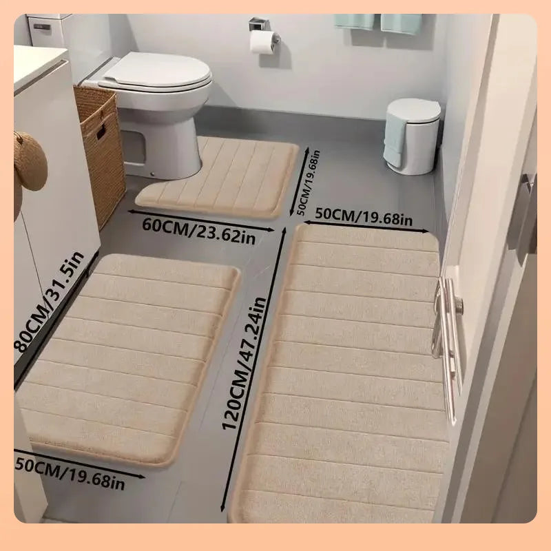 3pcs Fast Absorbent Memory Foam Strip Floor Mat Set. Carpet, Kitchen Area Rugs