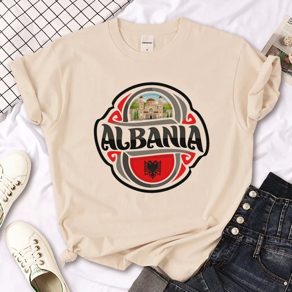 Albania Tee women manga t-shirts girl streetwear Japanese designer clothing