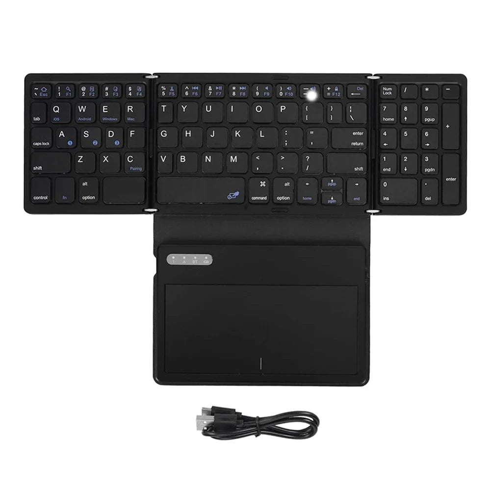 Foldable Bluetooth-Compatible Keyboard with Large Touchpad Pocket-Sized Keyboard Ultra Slim Keyboard for Android/IOS/OS/Win/HMS