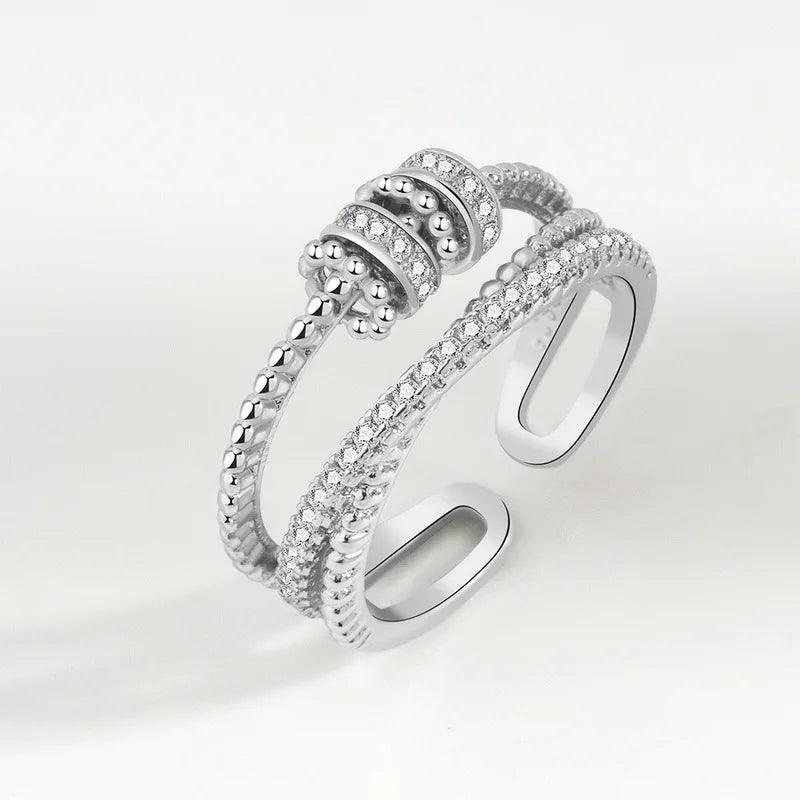 New Fidget Beads Rings for Women Men Rotate Freely Anti-stress Anxiety Ring Worry Stress Relief Jewelry Adjustable Stacking Ring