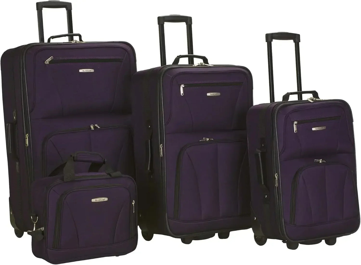 Softside Upright Luggage Set,Internal Retractable Handles Expandable, Charcoal, 4-Piece (14/19/24/28)，Expandable Luggage