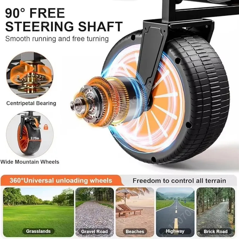 100L Electric Powered Camping Wagon, 150kg Heavy-Duty Foldable Utility Cart, Collapsible Outdoor Trolley for Camping & Beach