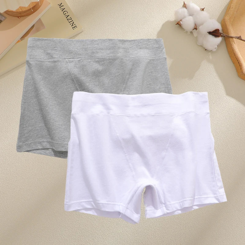 New 2PCS Women's Panties Cotton Solid Color Sports Boxers Underwear Seamless High Rise Cozy Lingerie Breathable Underpants S-XXL