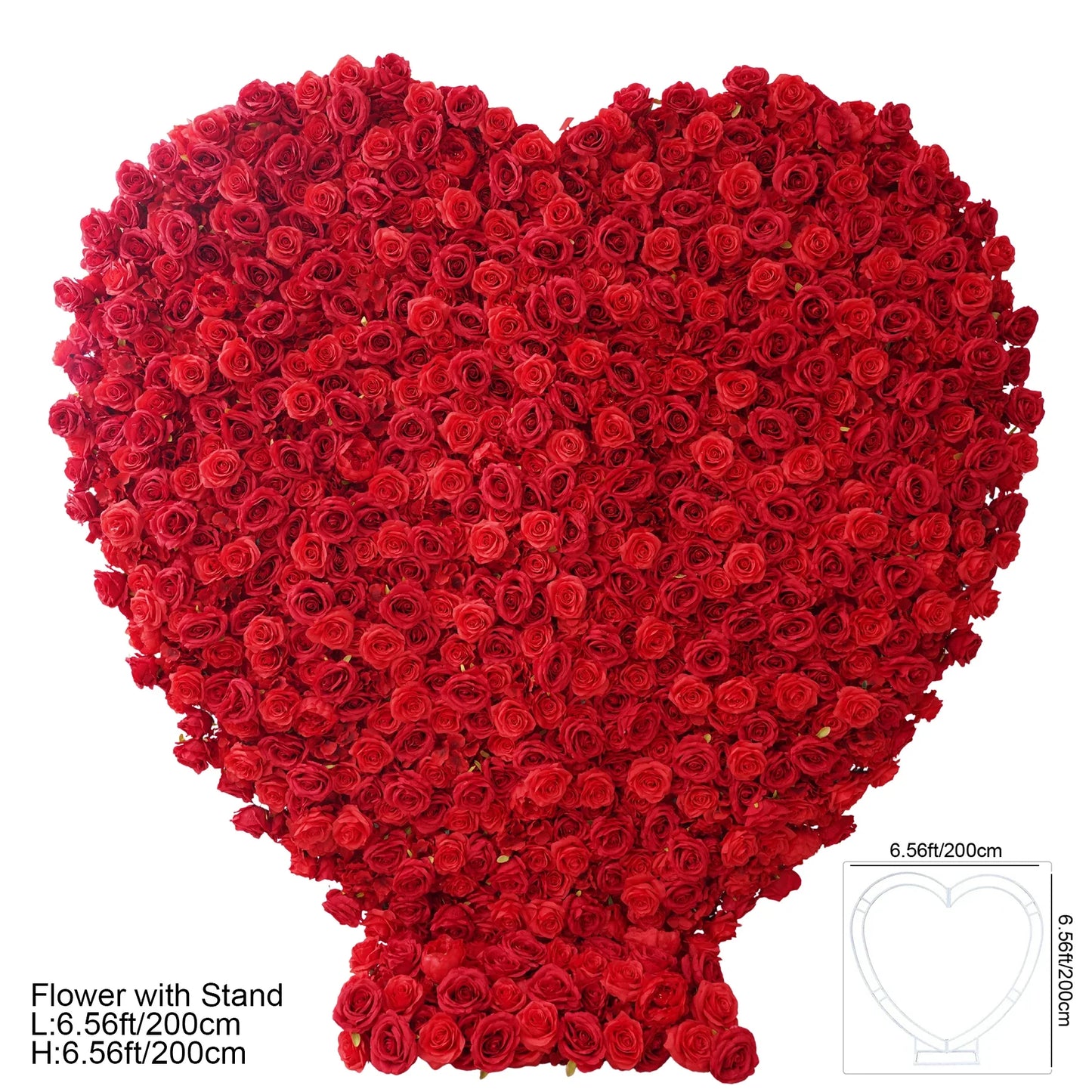 Angela Flower Red Rose Creative Love Heart Floral Wall Cloth Base Flower Arrangement Wedding Backdrop Frame Proposal Decor A7699