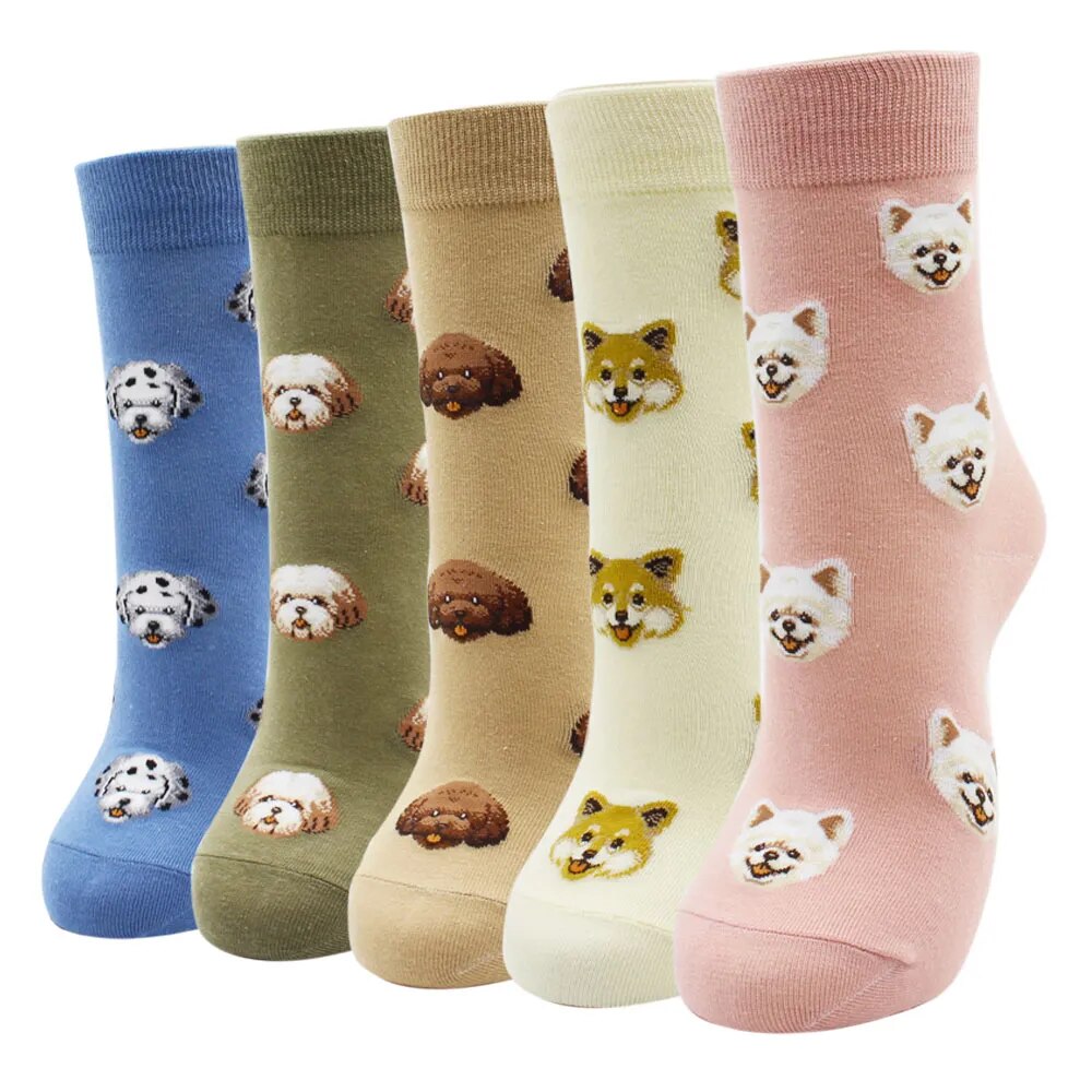 5 Pairs Fashion Colorful Kawaii Cute Cartoon Cotton Women Socks Harajuku Korean Halloween Cat Dog Owl Duck Fox Girl Socks