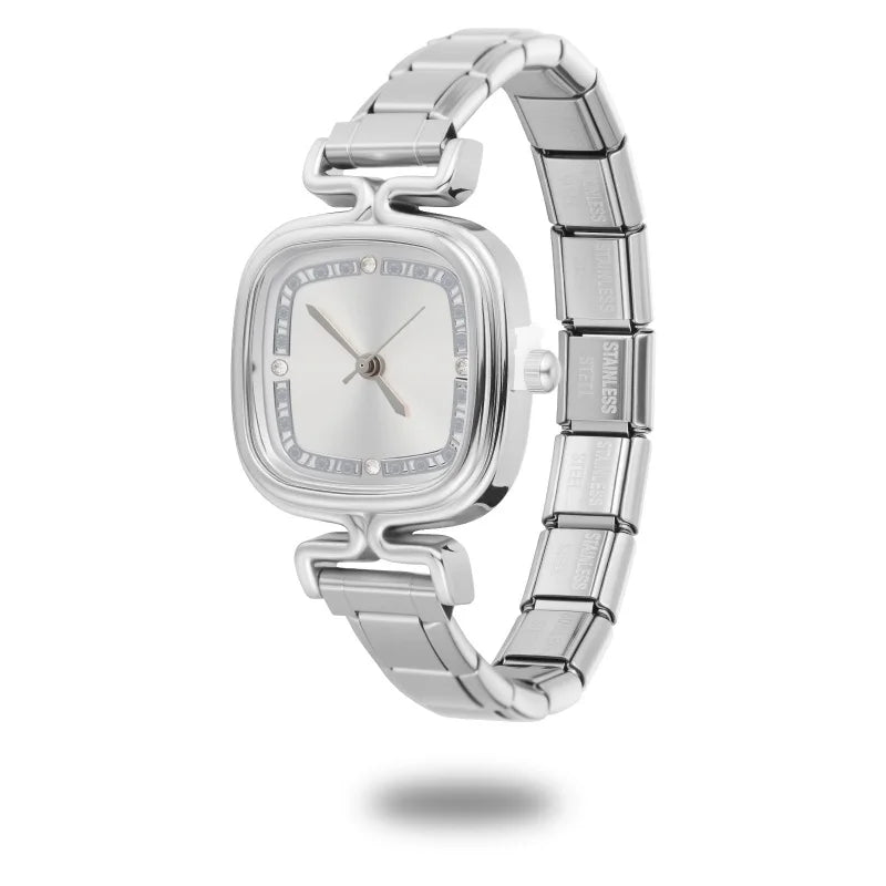 1PC 's Stainless Steel Round Simple Watch Bracelet Bangle for Friend
