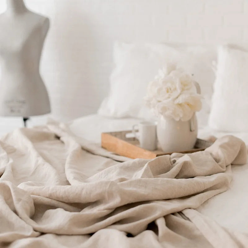100% Pure Linen Bed Sheet Ultimate Comfort,  Natural Eco-Friendly  Durable, Queen California King