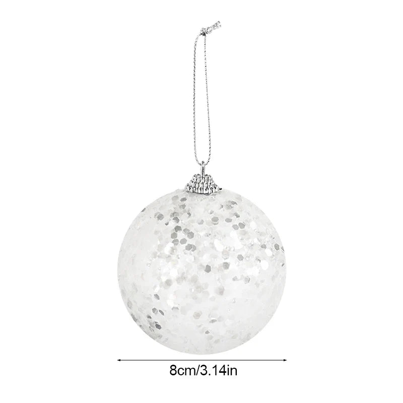 White Christmas Balls Ornament Foam Gift Box Xmas Tree Hanging Pendant 2025 New Year Home Party Decoration Navidad 2024 Supplies