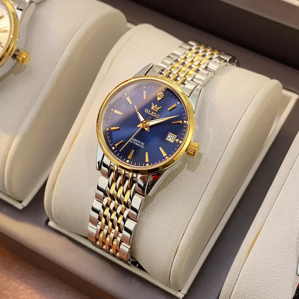OLEVS 6635 Elegant Women's Watches Simple Fashion Automatic Mechanical Wristwatch for Lady Waterproof Luminous Date Gift Box