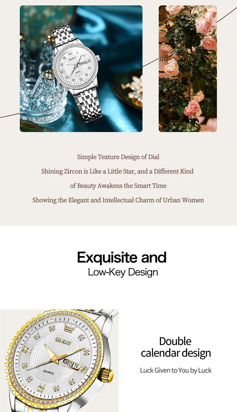 OLEVS Luxury Quartz Watch for Women Stainless Steel Elegant Women's Watches Luminous Waterproof Original Fashion Lady Wristwatch