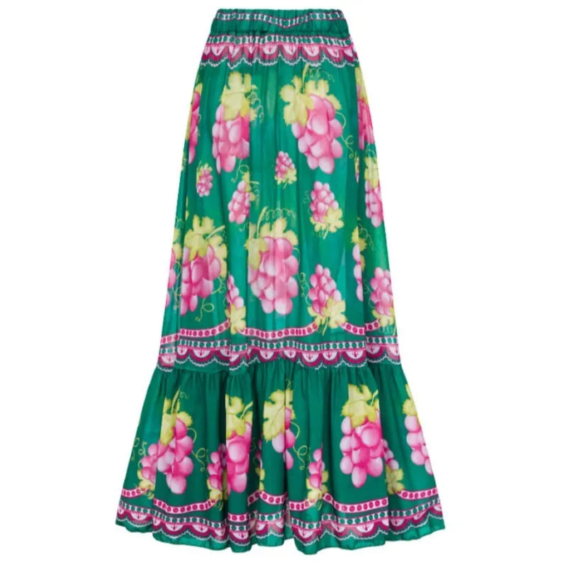 Retro Green Bikini Printed Fashion One Piece Swimsuit And Cover Up With Skirt Tight Women's Bandage Summer Beach Luxury Elegant