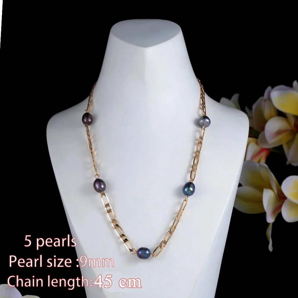 Imitation Tahitian Baroque Women's Jewelry Sets Chain Necklace with Pearls Freshwater Pearl Bracelets Neckalces Set for Women