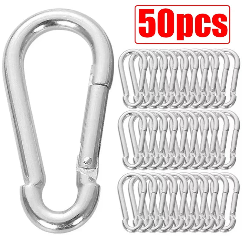 50/10pcs Mini Carabiner Keychain Alluminum Alloy D Type Buckle Spring