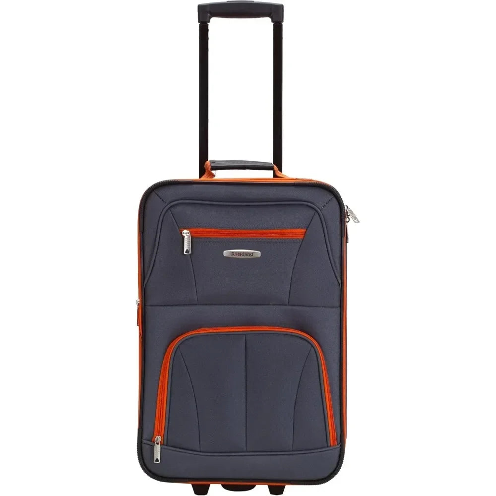 Softside Upright Luggage Set,Internal Retractable Handles Expandable, Charcoal, 4-Piece (14/19/24/28)，Expandable Luggage