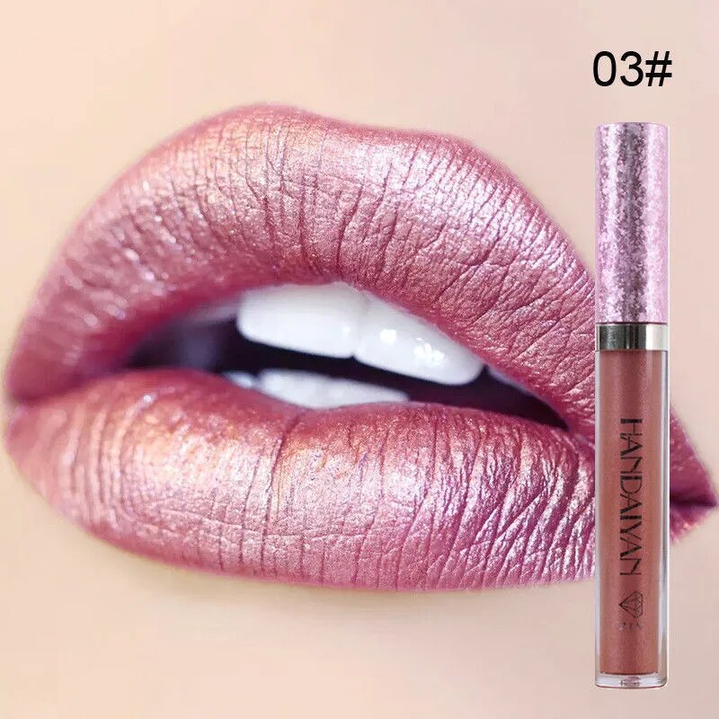 4 Colors Metallic Lip Gloss Liquid Lipstick Glitter Waterproof Long Lasting Non-stick Cup Cosmetics Shimmer Lips Tint Makeup