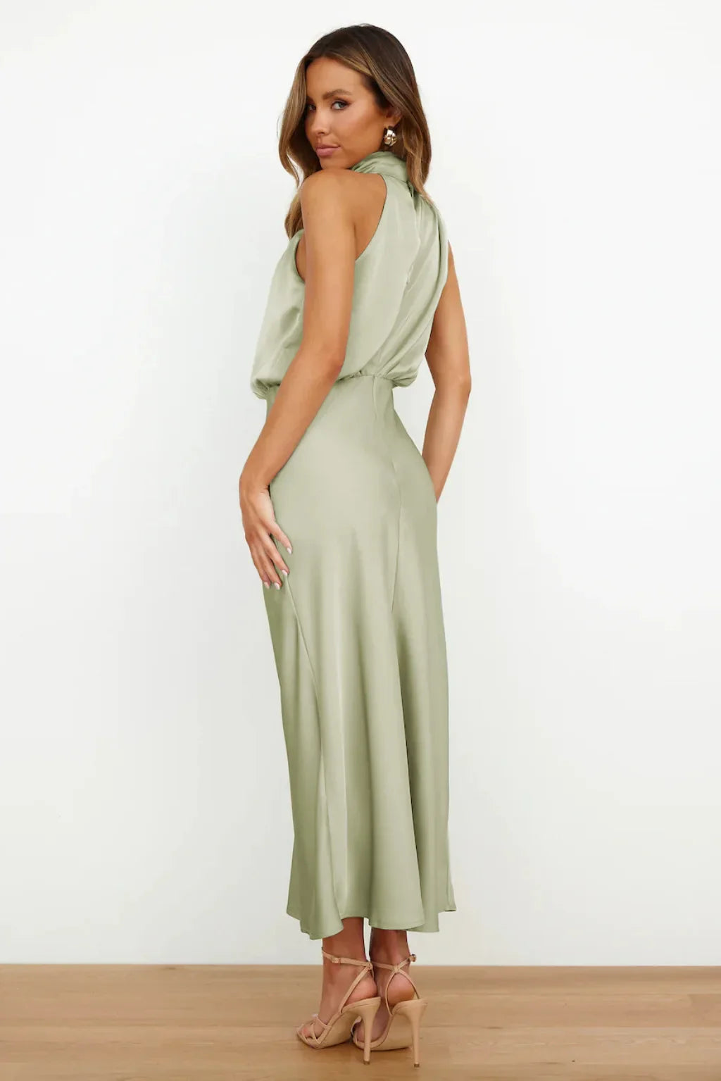 Summer Luxury Sleeveless Silk Satin Long Dress Women Elegant Off Shoulder Celebrity Evening Dress Partywear Lady Trumpet Dress