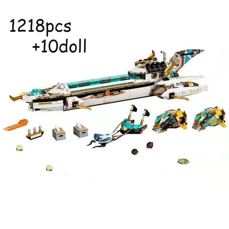 Hot Toys Hydro Bounty Ship Building Blocks Bricks Compatible 71756 Submarine Model Undersea Boat Christmas Birthday Toy Gifts