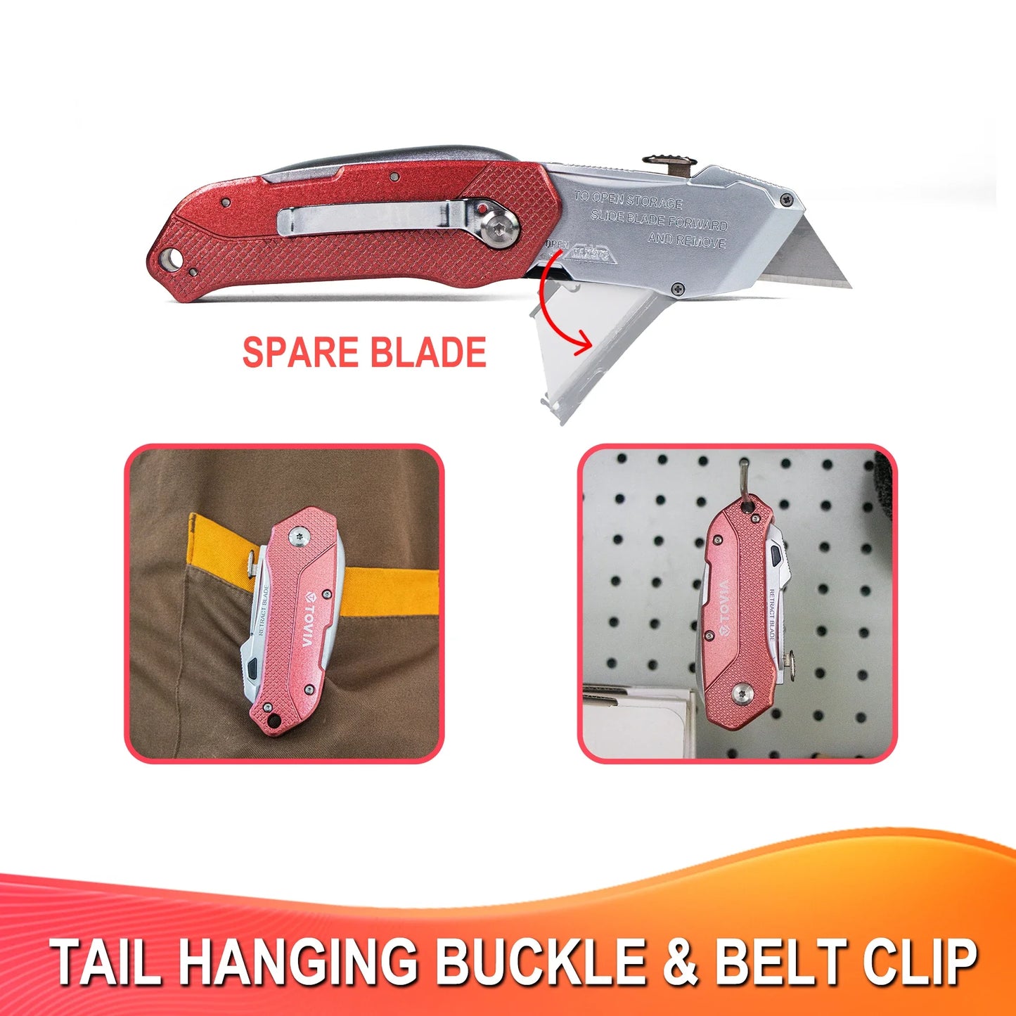 This folding utility knife is equipped with 13 blades, is compact and lightweight, and can be quickly replaced. It is very suita