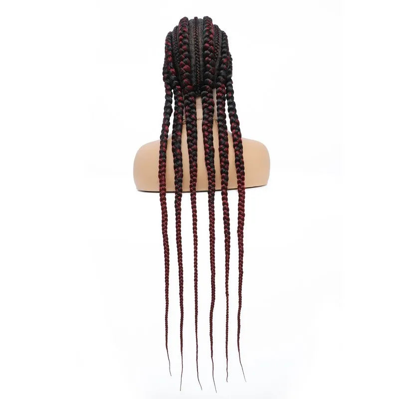 36 Inches Cornrows Braided Wigs Synthetic Full Lace Wig For Black Women Jumbo Braided Wigs Lace Frontal Faux Locs Box Braids Wig