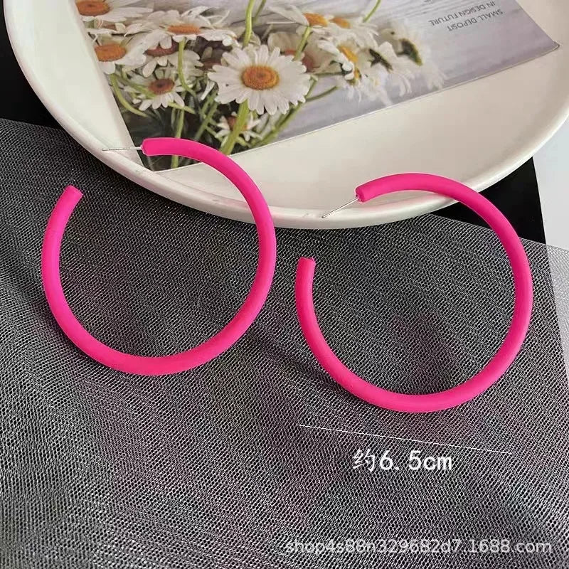Simple Big Round Star Heart Hoop Earrings For Women Geometric Plastic Exaggerated Earring Hyperbole Trendy Ring Earrings Jewelry