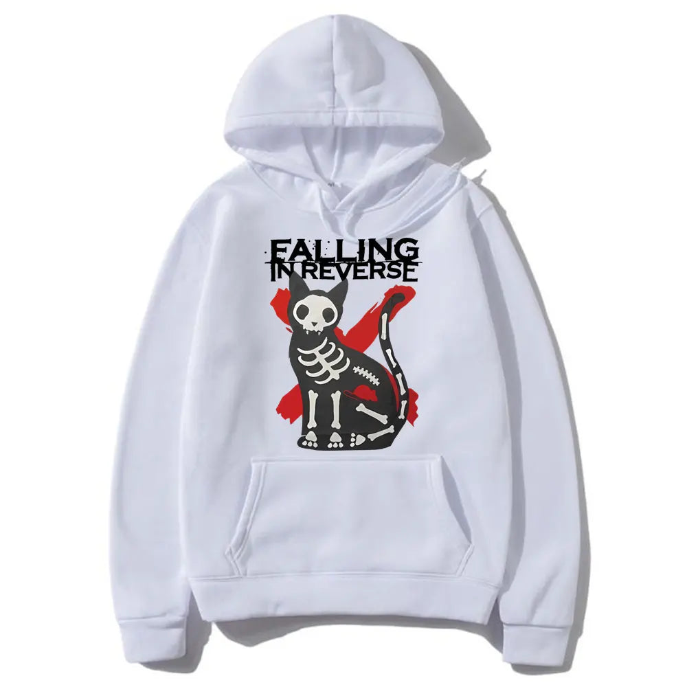 Falling in Reverse Cat Graphic Hoodie Men Women Gothic Casual Oversized Sweatshirt Men's Vintage Streetwear Male Cotton Hoodies