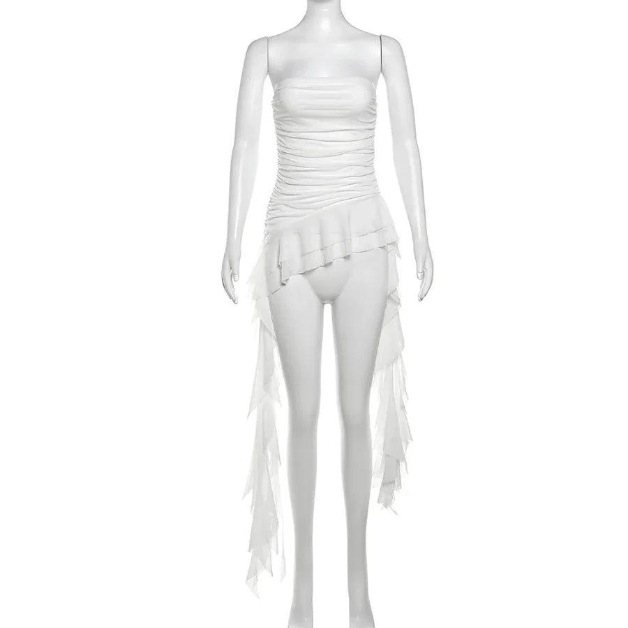 Nibber 2024 Spring New Solid Color Sweet Gentle Cute All-match High Street Travel Sexy Cool Women Chest Wrap ruched Tassel Vest