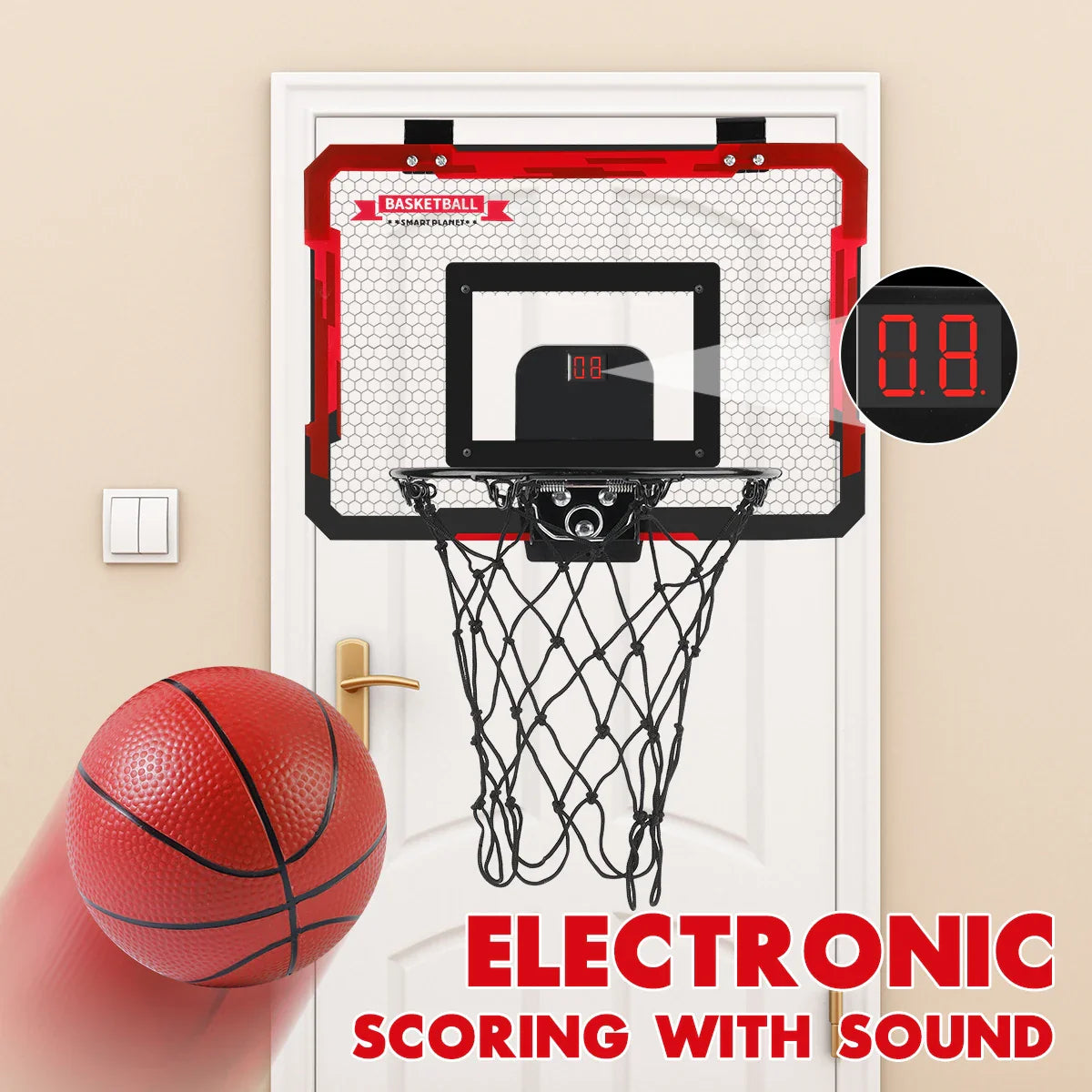 Indoor Kids Basketball Hoop, Dunkable Mini Basketball Hoop Over-the-Door, Halloween/Christmas/Thanksgiving gifts
