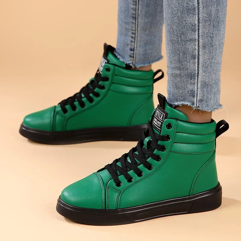 2026 Spring Fashion Red Men's Sneakers High Top Skateboarding Shoes for Men Women Comfortable Unisex Leather Sneakers Size 35-46
