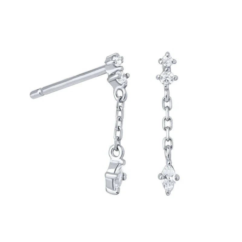 925 Sterling Silver Ear Needle Geometric Zircon Metal Earrings for women Shiny Crystal Luxury Small Stud Fashion Wedding Jewelry
