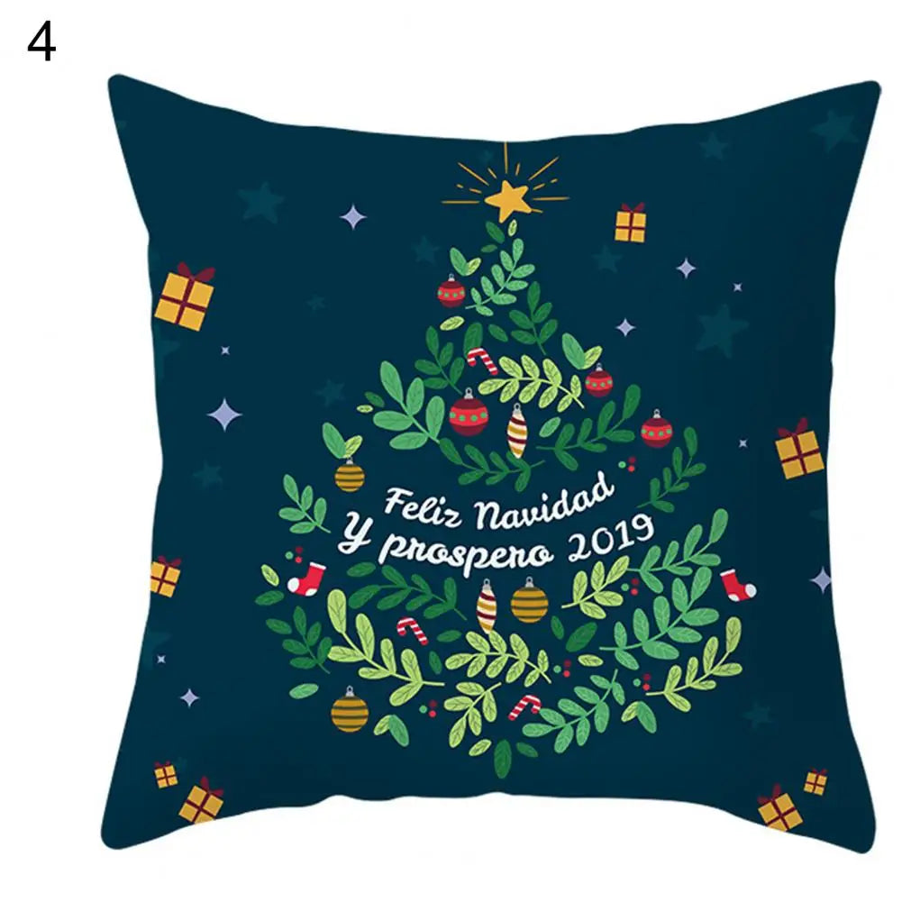 Useful Christmas Pillow Cover Smooth Christmas Pillowcase Breathable Christmas Sofa Chairs Pillow Cover  Skin-friendly
