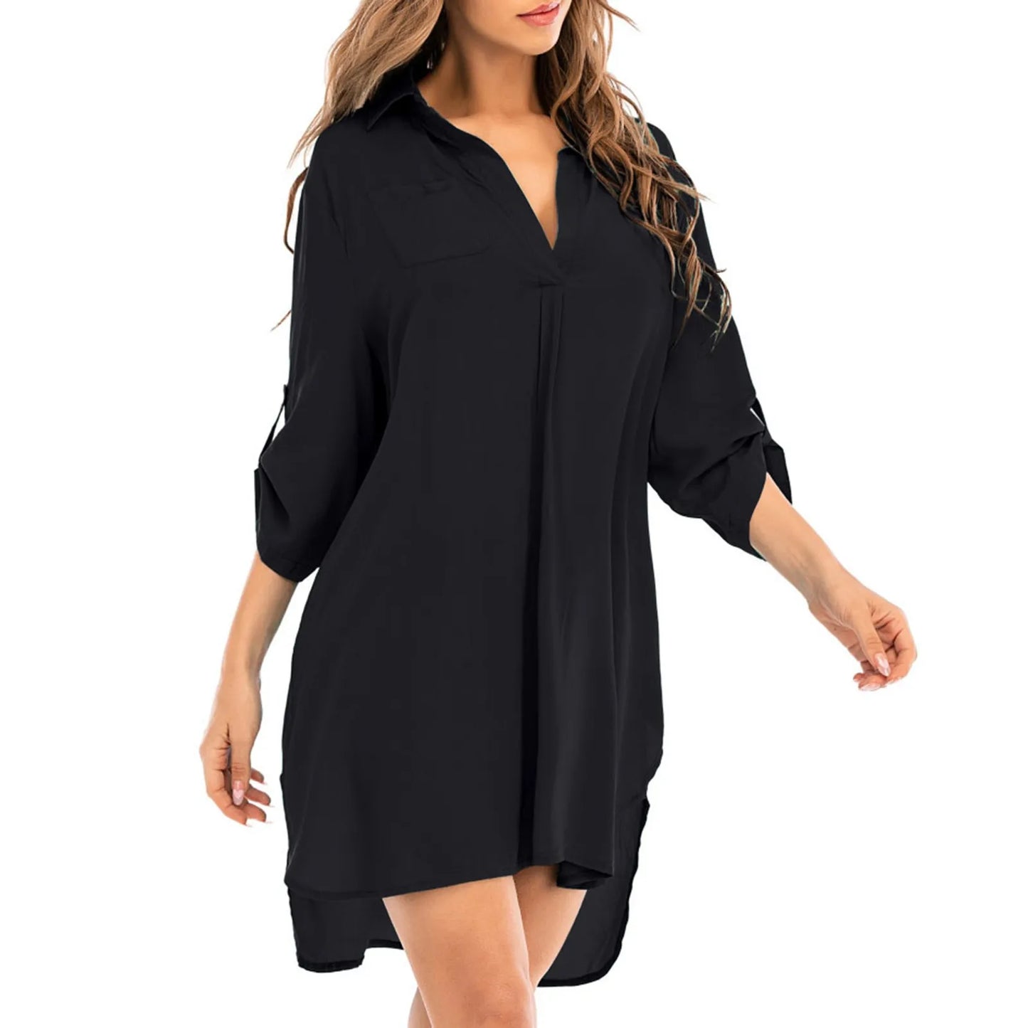 Summer Spring Long Sleeve chiffon Shirt Women Swimsuit Cover Up Tops Bikini Beachwear V Neck Bathing Suit Beach Dress Cardigan
