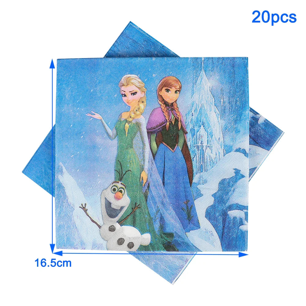 Frozen Anna Elsa Princess Birthday Party Decorations Balloon Disposable Tableware Party Supplies