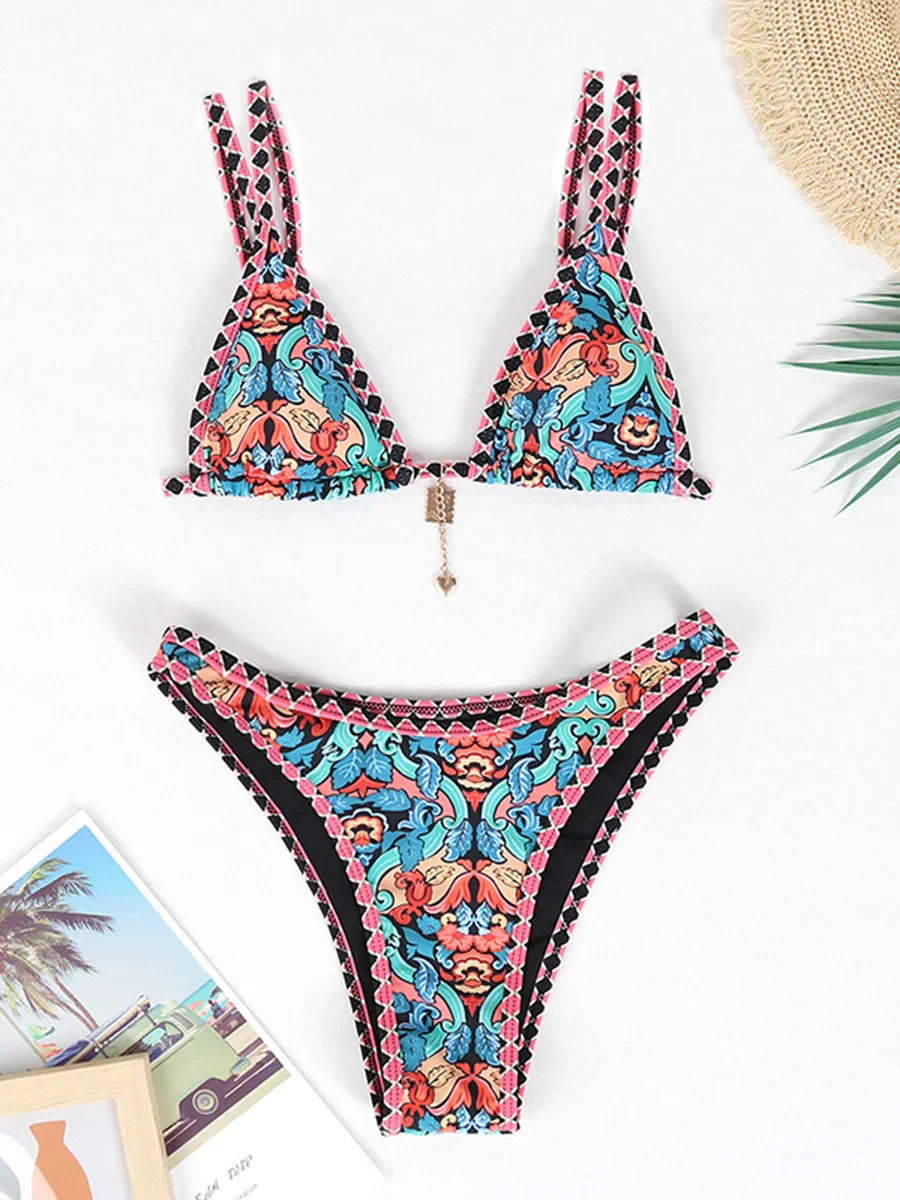 Micro Bikinis 2025 Sexy Women Swimsuits Female Swimwear Print Bikini Set Bathing Suit Swimming Suits Beachwear Thong Biquini