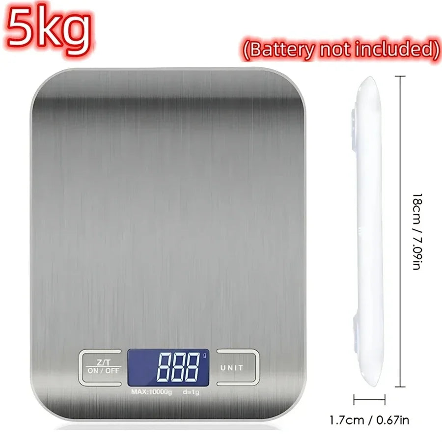 5kg/1g Digital Kitchen Scale, LED Stainless Steel High-precision Electronic Scales, Home Jewelry, Food Weighing Baking Tools.