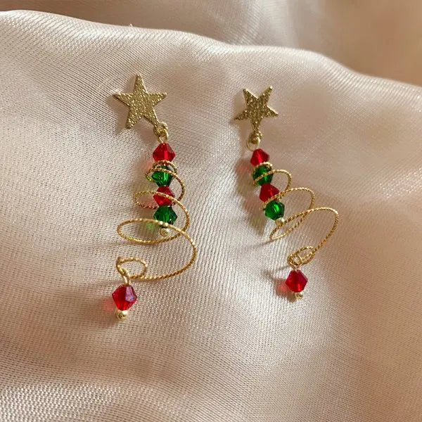 2023 New Zircon Christmas Tree Earrings for Women Shiny Rhinestone Star Pearl Stud Earring New Year Xmas Festival Ear Jewelry