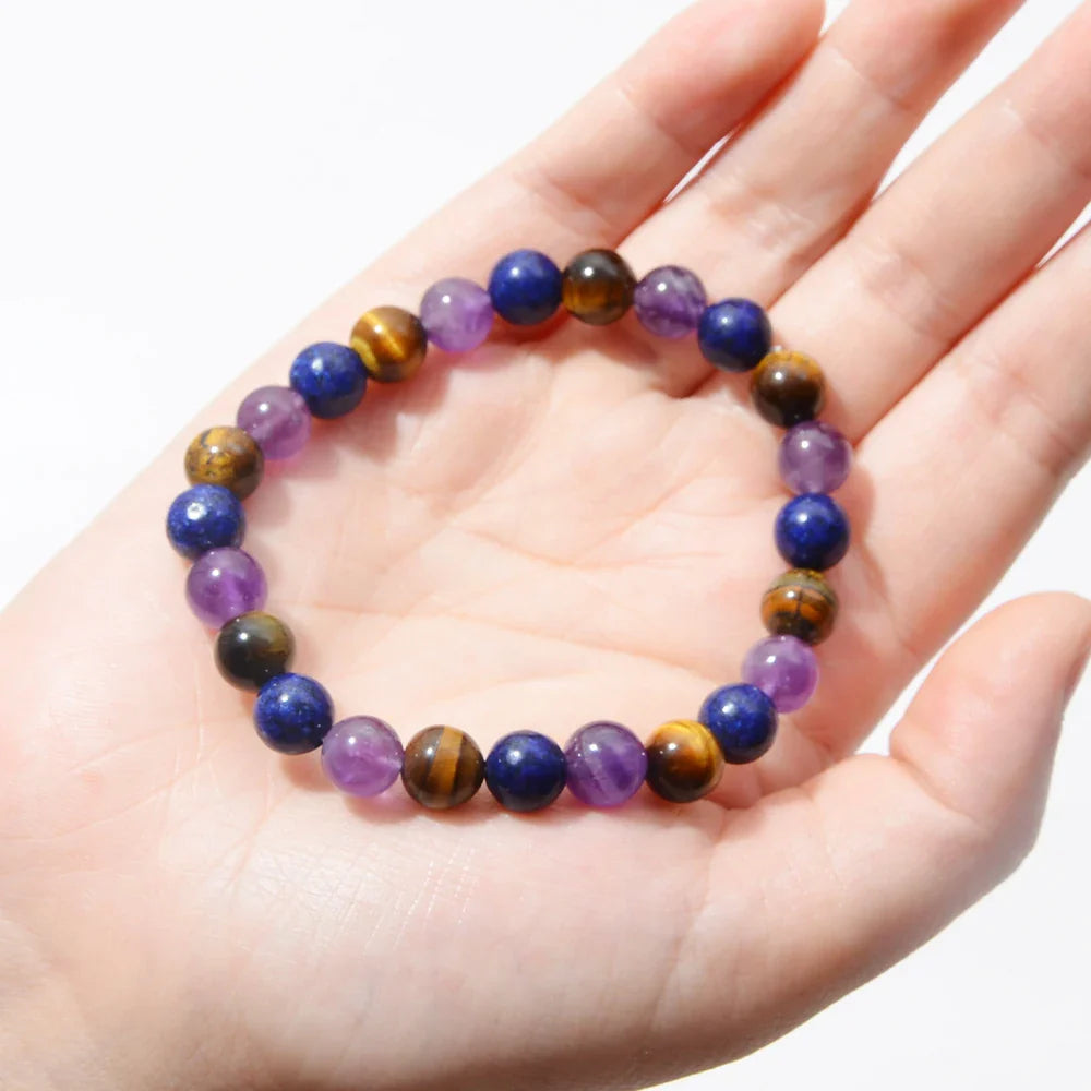 Women's bracelet With Wish Card,Amethyst Yellow tiger Lapis Lazuli bracelet natural stone bracelet, gift for mother, girlfriend