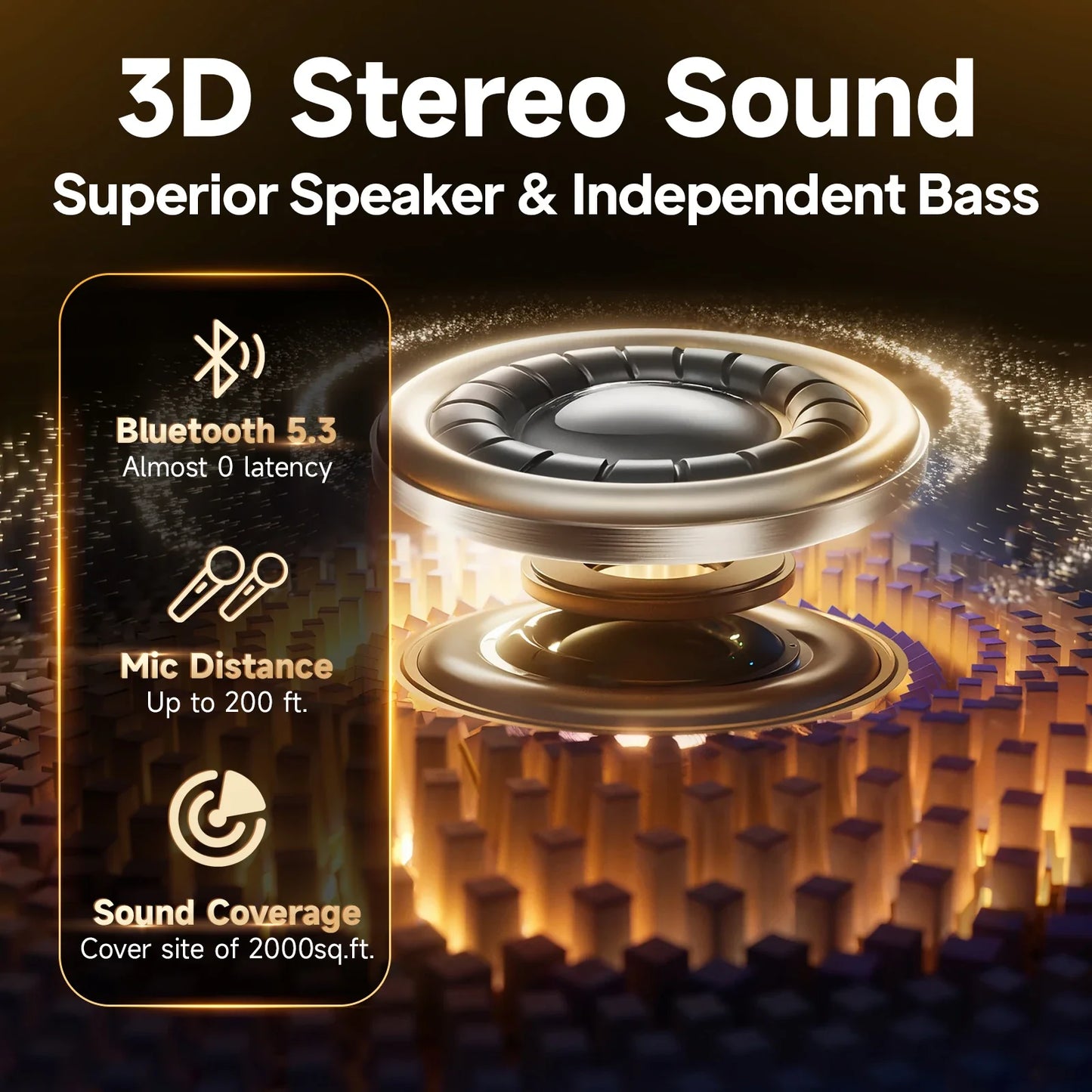 Tx06Karaoke Bluetooth Speaker with Microphone,High-Power Karaoke Outdoor Bass Audio,Karaoke Bluetooth Speaker Music Rhythm Light